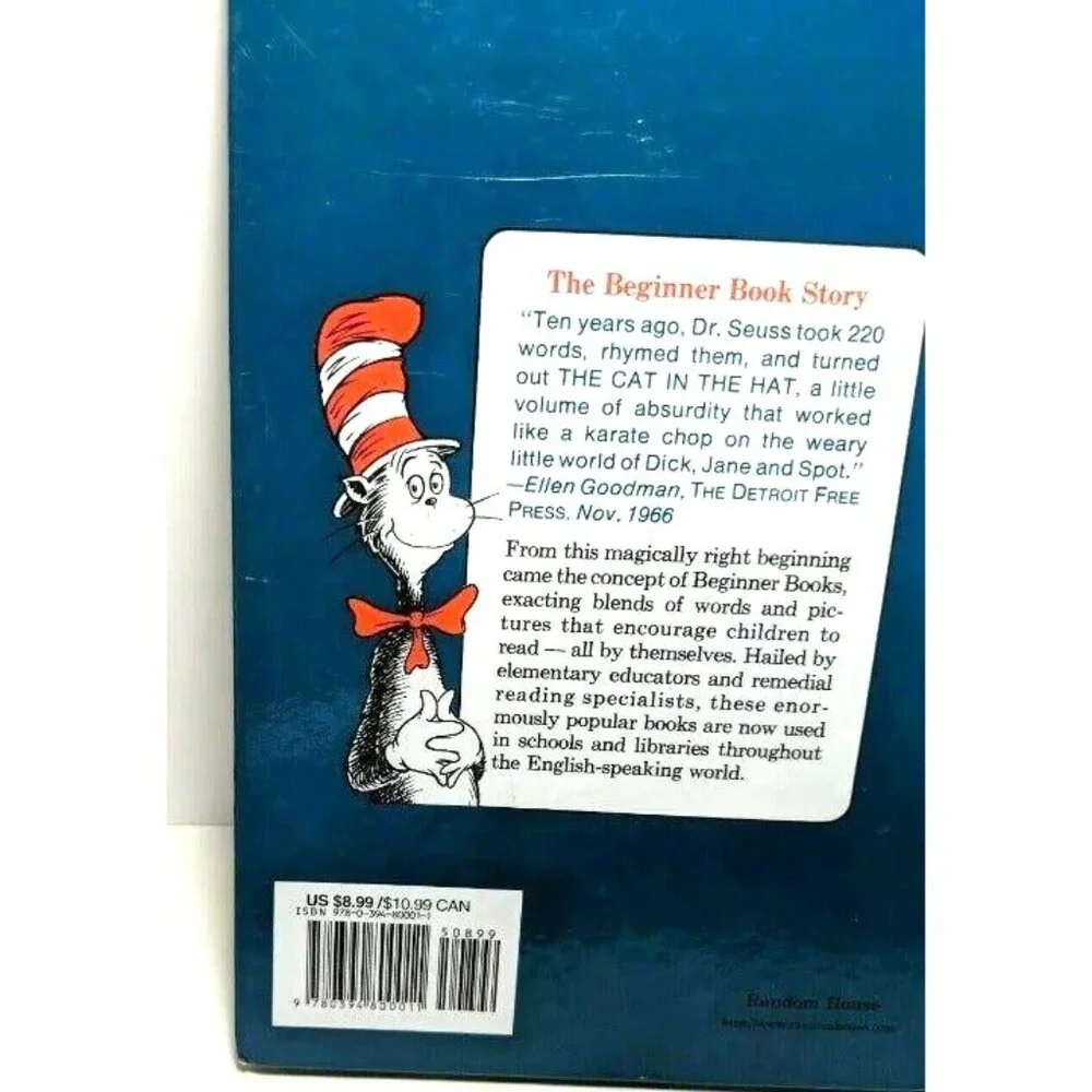 The Cat In The Hat Hardcover Book By Dr. Seuss Beginner Books Random House 1957 - Picture 2 of 5